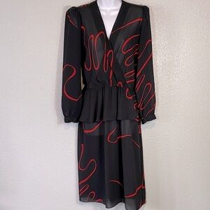 Chic Black and Red Long Sleeve Dress
